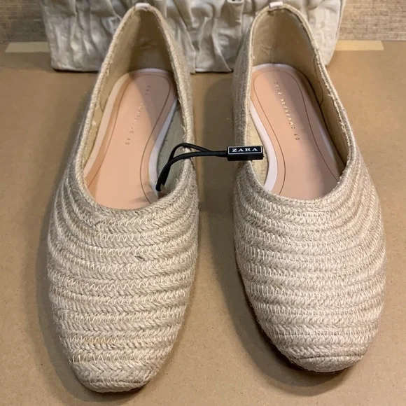 ZARA Raffia Ballet Flats Size 5