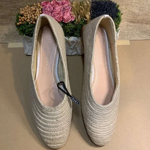 ZARA Raffia Ballet Flats Size 5