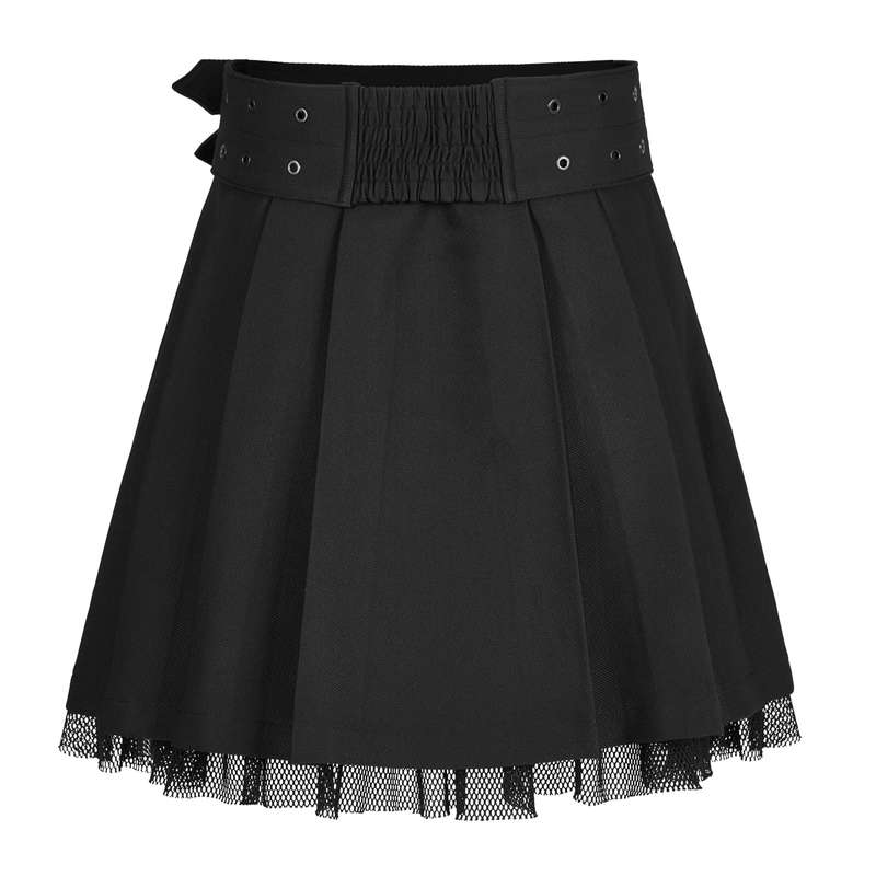 PUNK RAVE Gothic Pleated Gauze Short Skirt