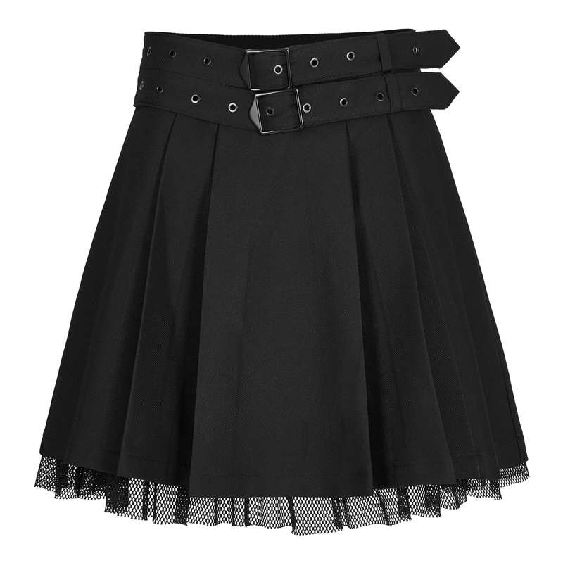 PUNK RAVE Gothic Pleated Gauze Short Skirt