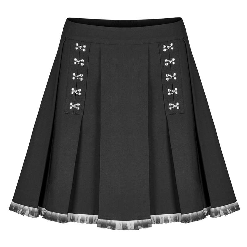 PUNK RAVE Dark Lace Heavy Pleated Skirt