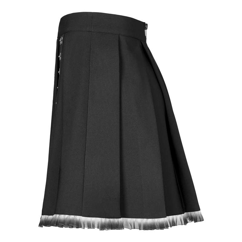 PUNK RAVE Dark Lace Heavy Pleated Skirt