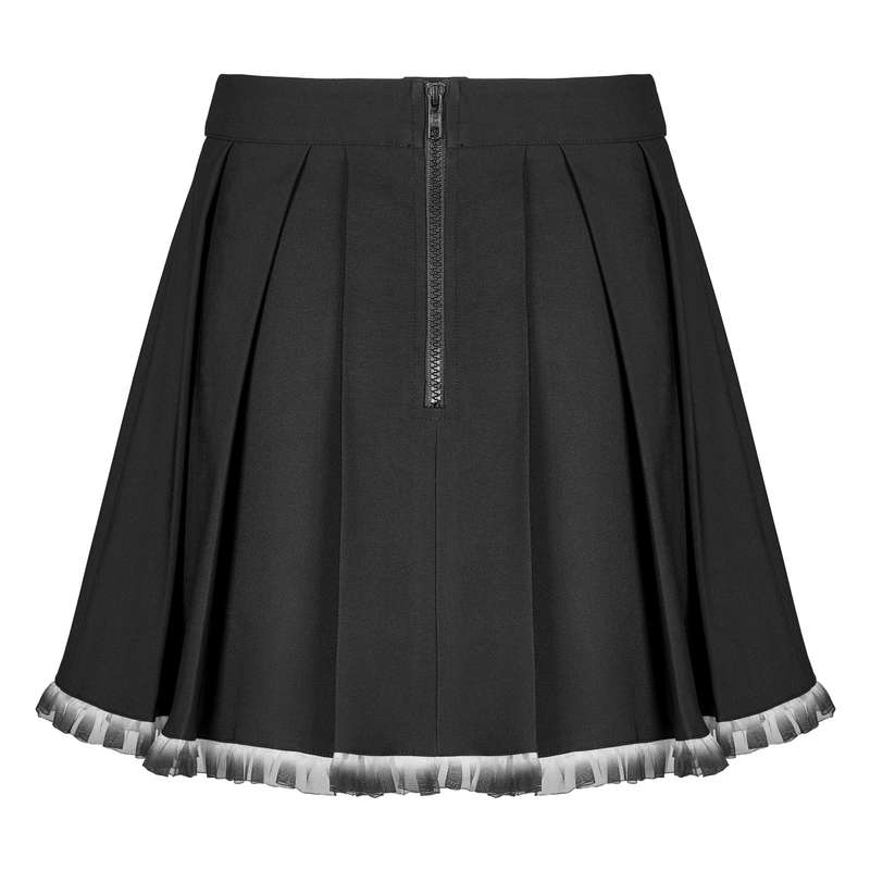 PUNK RAVE Dark Lace Heavy Pleated Skirt