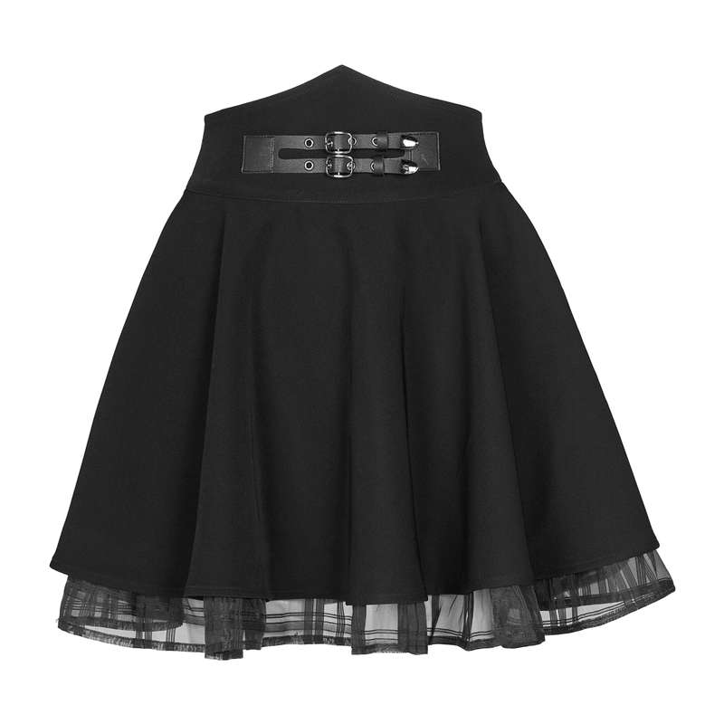 PUNK RAVE Dark High Waist Sun Swing Skirt