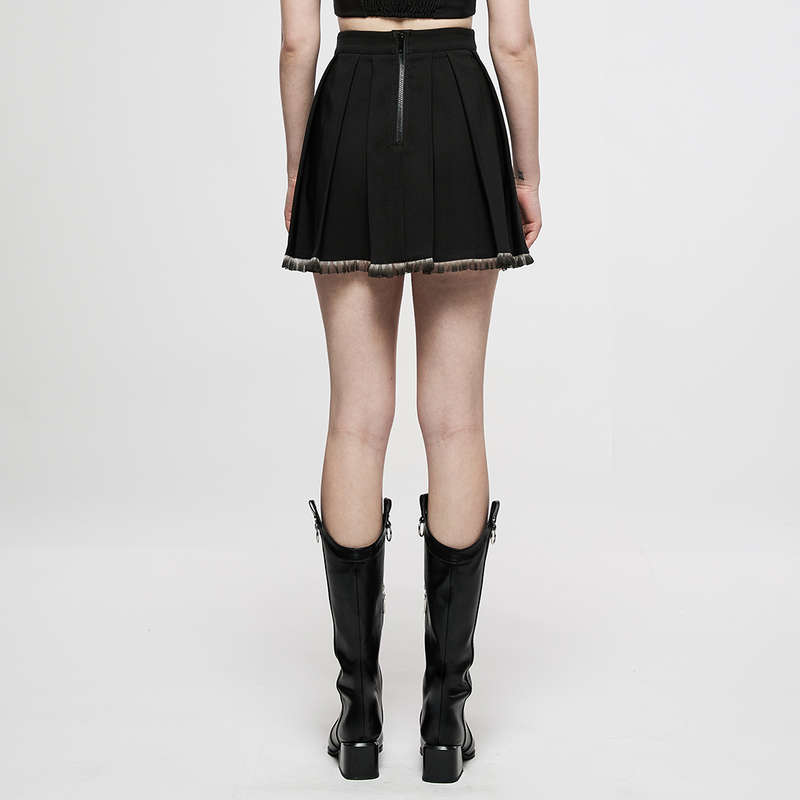 PUNK RAVE Dark Lace Heavy Pleated Skirt