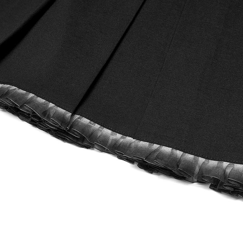 PUNK RAVE Dark Lace Heavy Pleated Skirt
