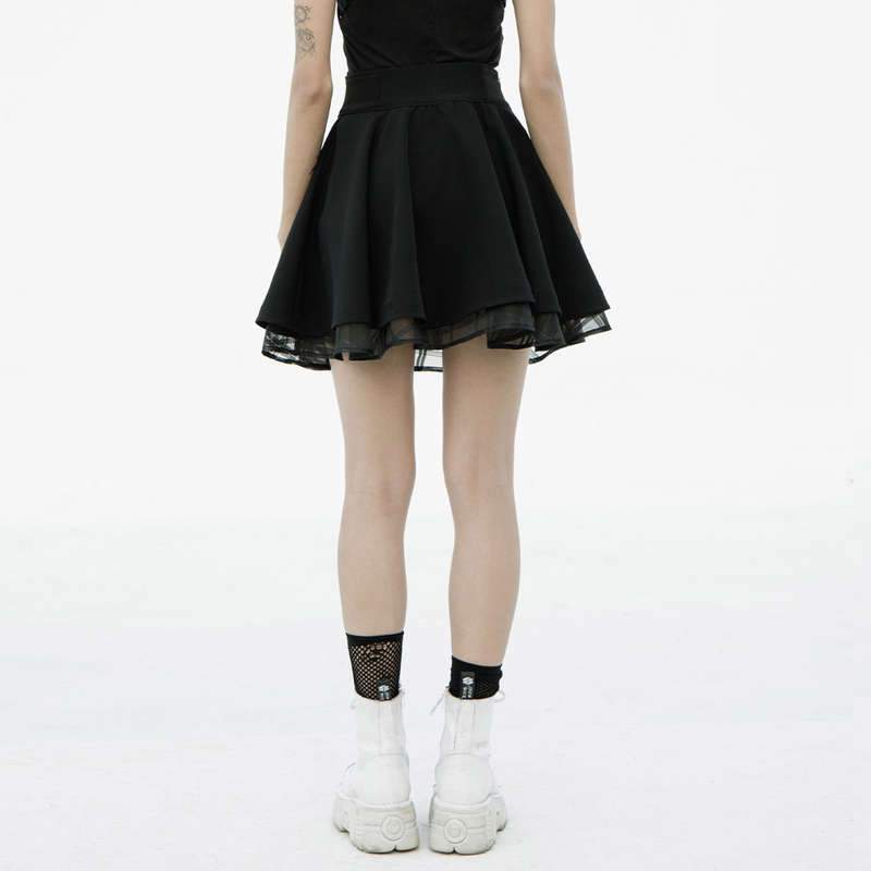 PUNK RAVE Dark High Waist Sun Swing Skirt
