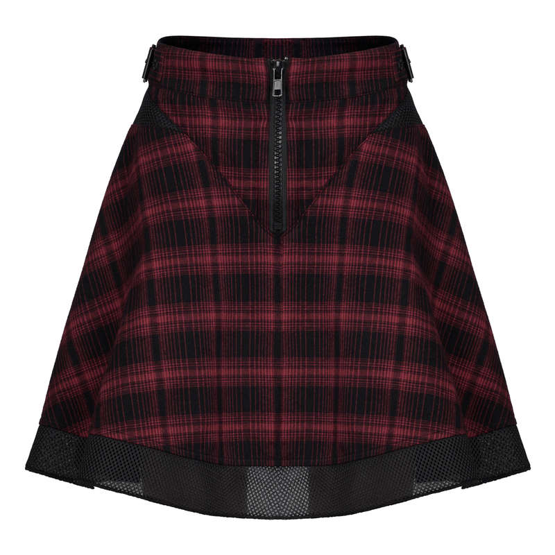 PUNK RAVE Plaid Mesh Pattern Skirt