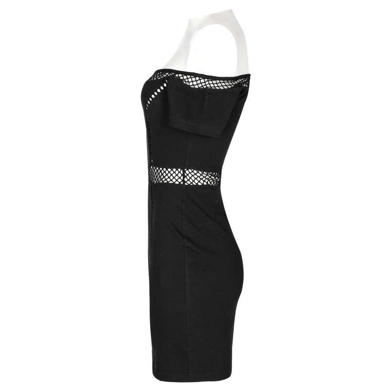 Off-Shoulder Mesh Perspective Dress - XS-S