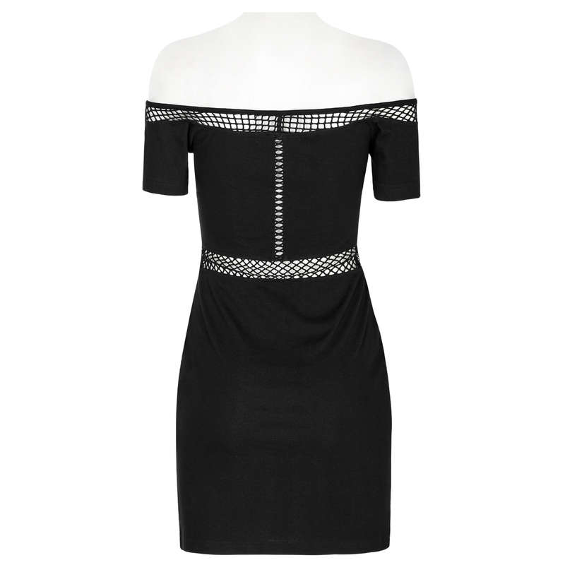 Off-Shoulder Mesh Perspective Dress - XS-S