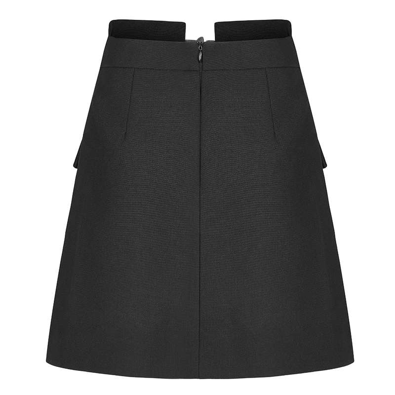 A Line Mini Skirt With Decorative Belt - M