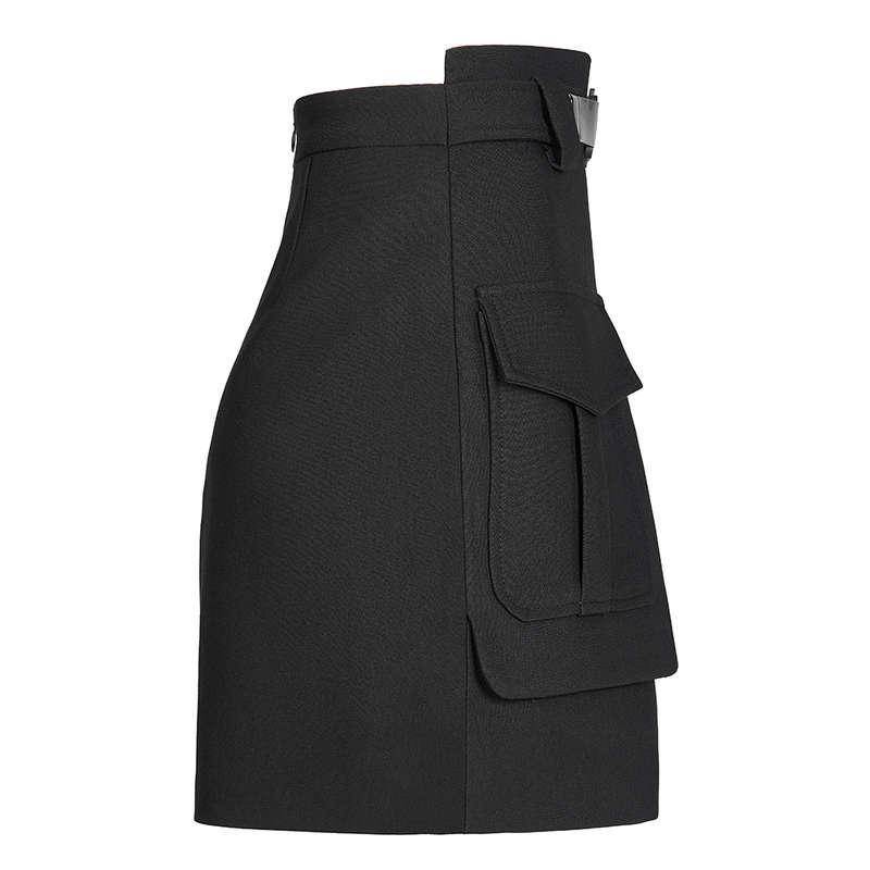 A Line Mini Skirt With Decorative Belt - M