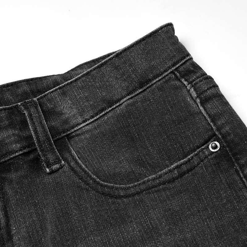 Asymmetric Placket Flare Jeans -S