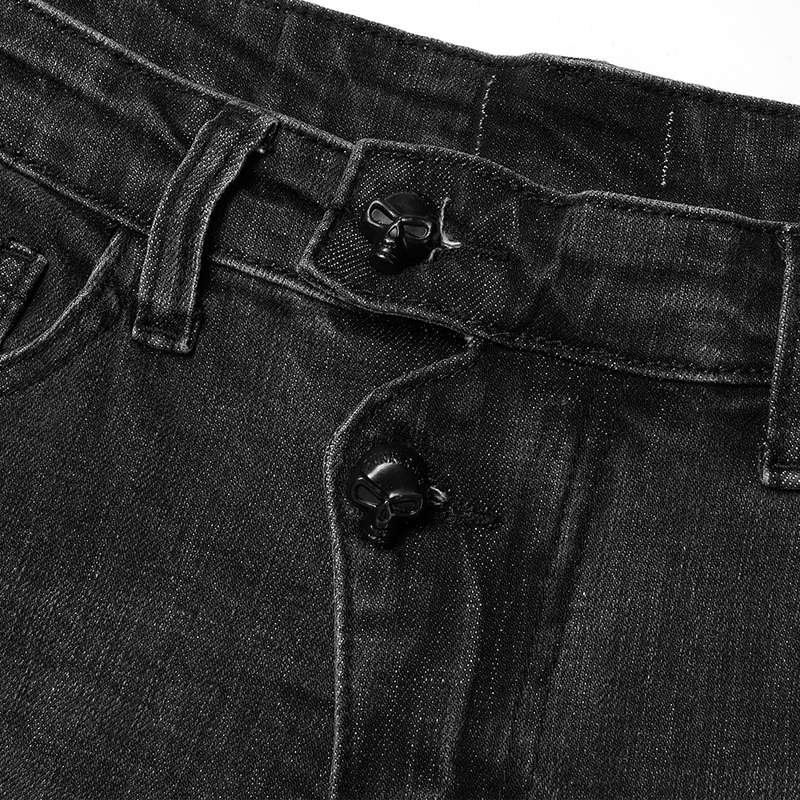 Asymmetric Placket Flare Jeans -S