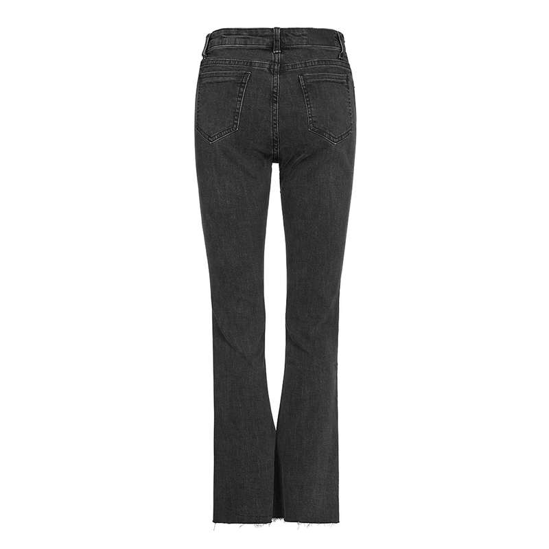 Asymmetric Placket Flare Jeans -S