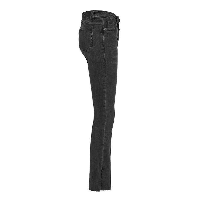 Asymmetric Placket Flare Jeans -S