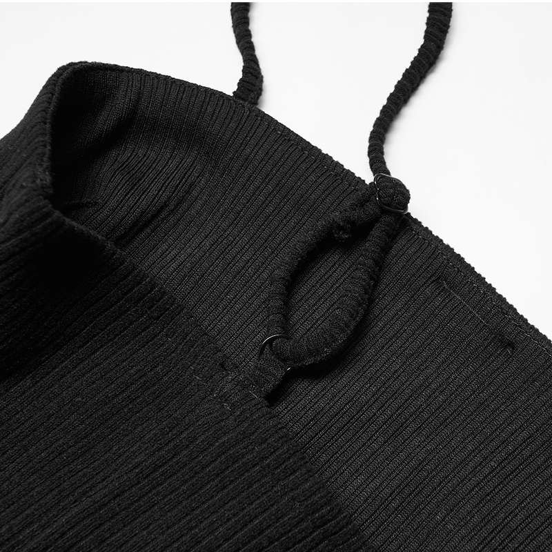 Asymmetric Split Slip Dress With Choker - M-L