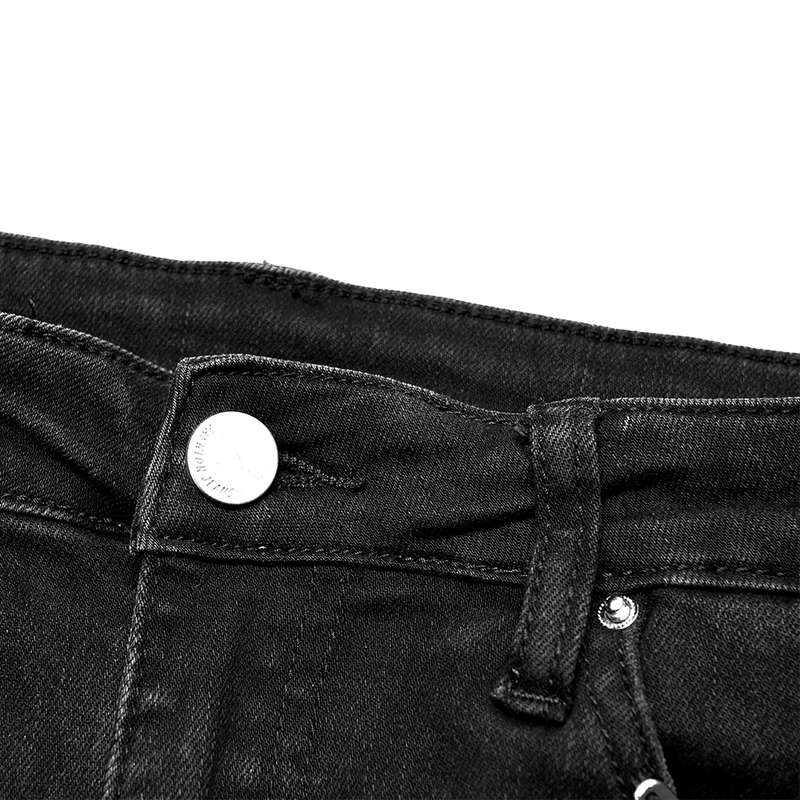 Chain Decorated Slit Flared Pants - M