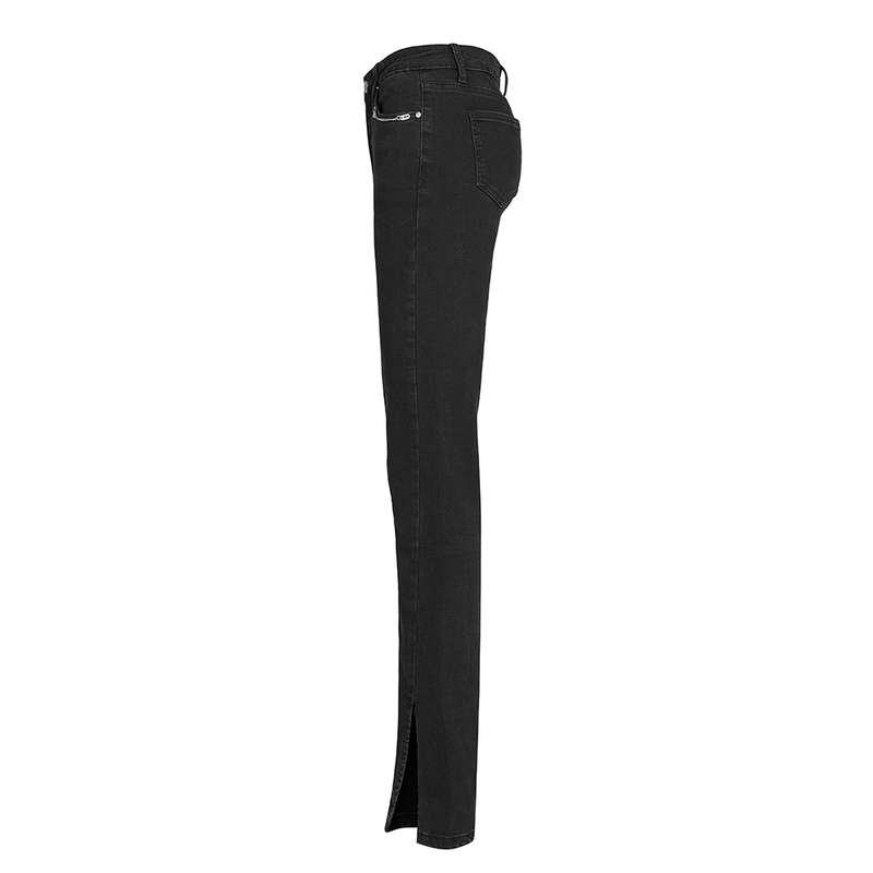Chain Decorated Slit Flared Pants - M