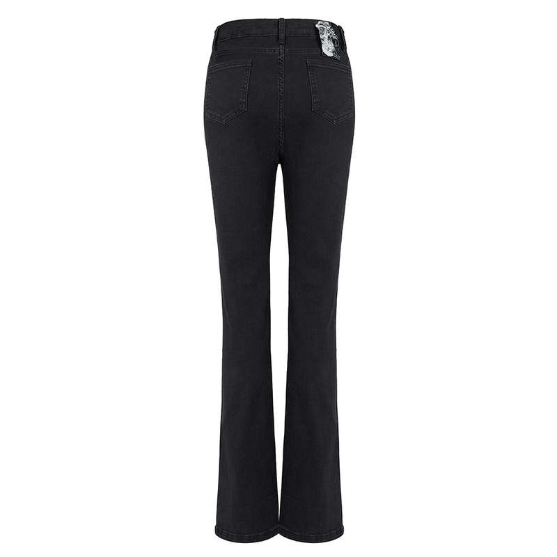 Chain Decorated Slit Flared Pants - M