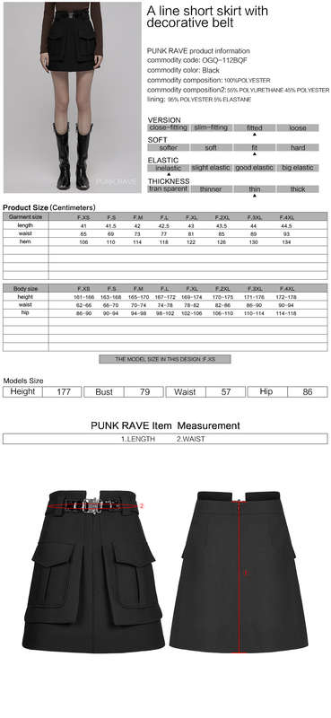 A Line Mini Skirt With Decorative Belt - M