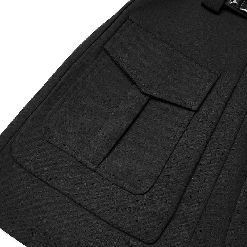 A Line Mini Skirt With Decorative Belt - M