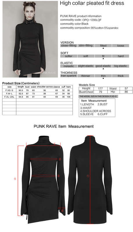 High Collar Pleated Fitted Dress - XL-2XL