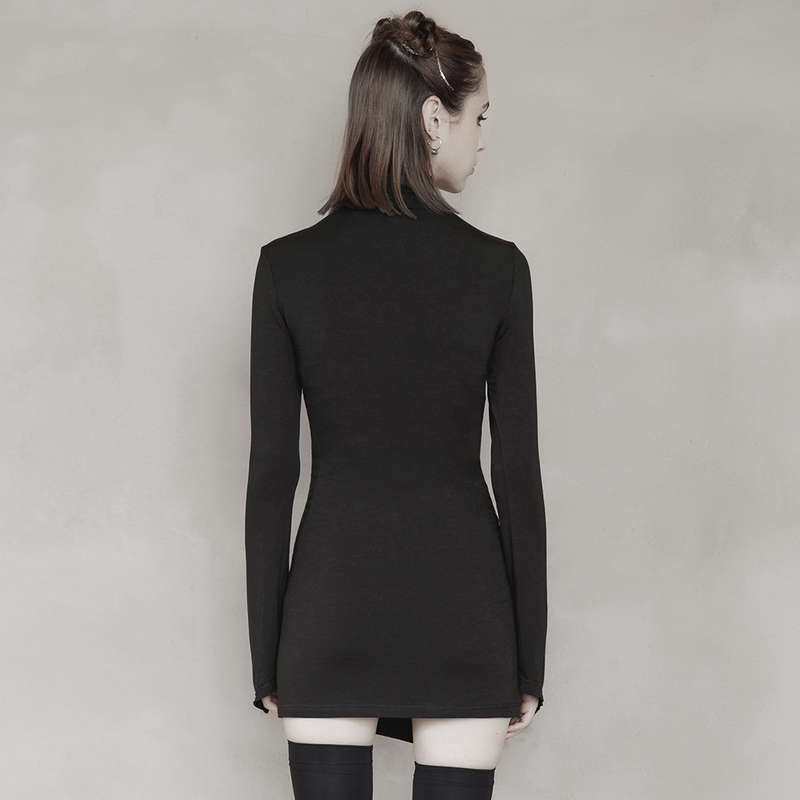 High Collar Pleated Fitted Dress - XL-2XL
