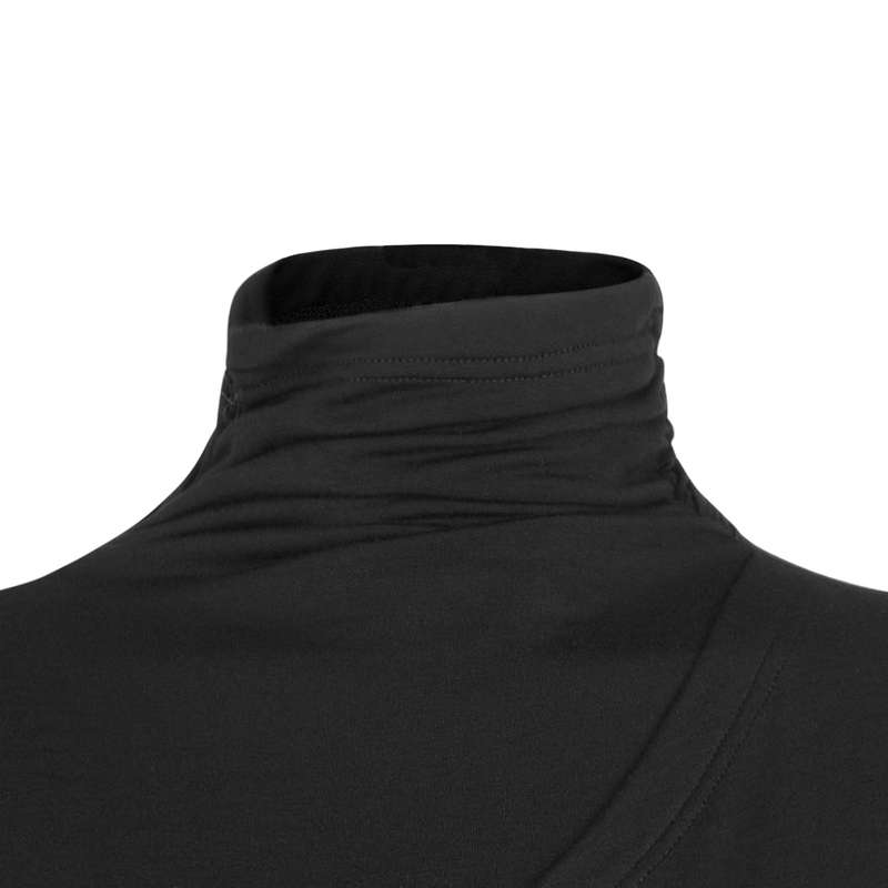 High Collar Pleated Fitted Dress - XL-2XL