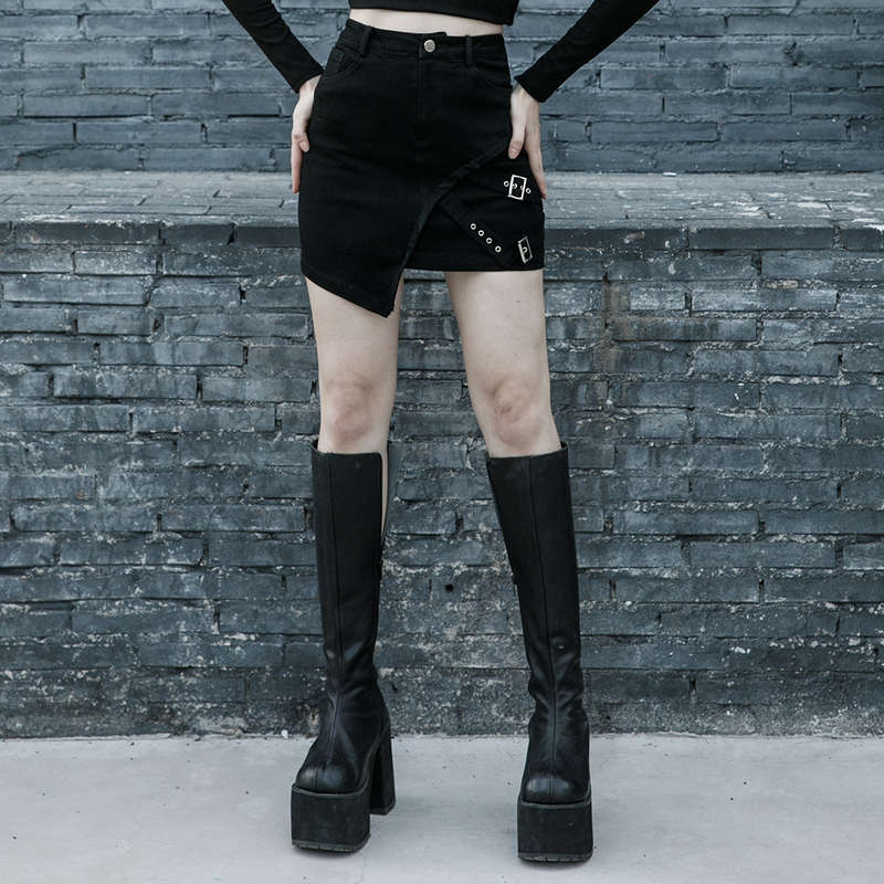 Diagonal Denim Skirt