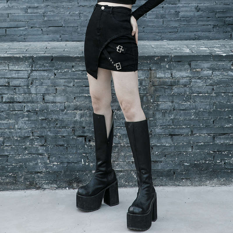 Diagonal Denim Skirt