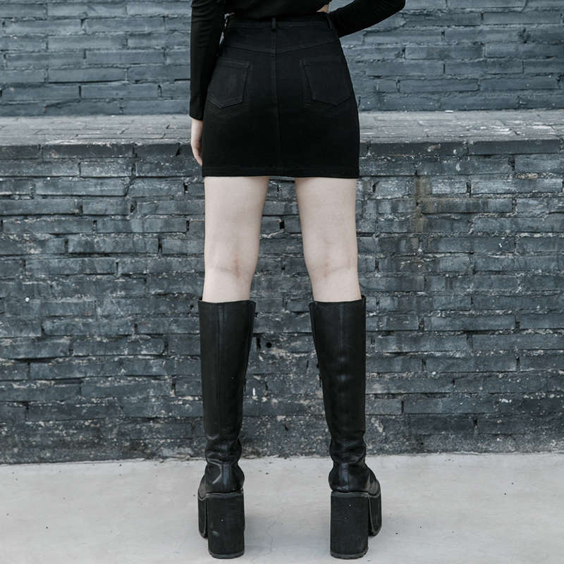 Diagonal Denim Skirt