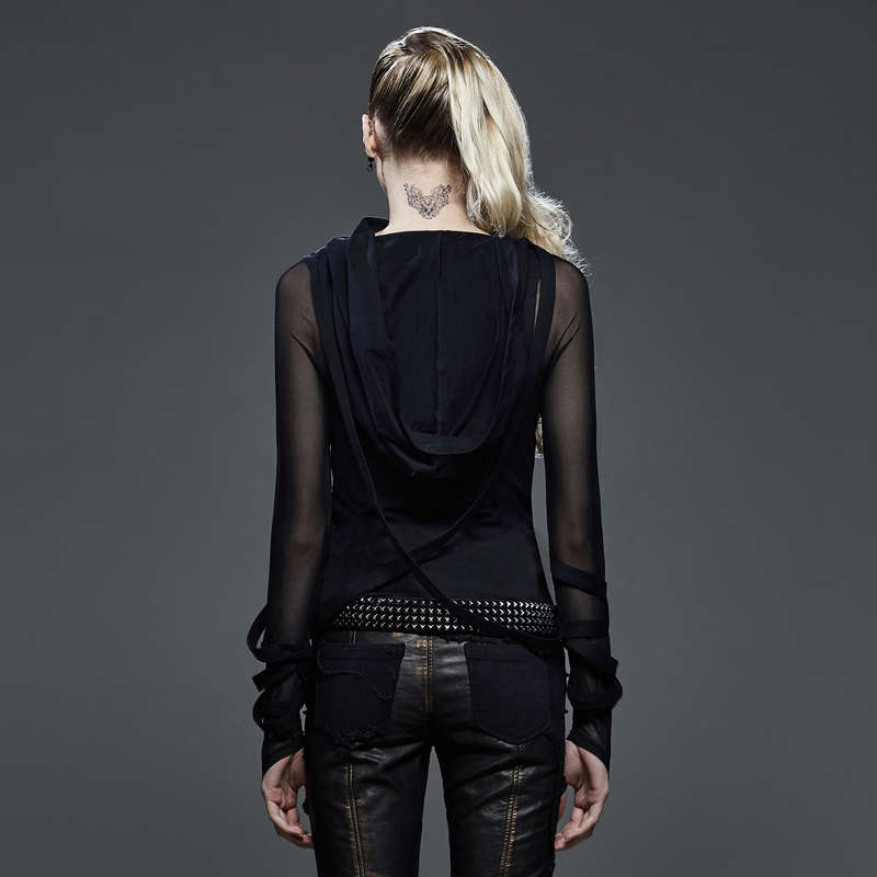 Dark Fashion T-Shirt With Big Hood