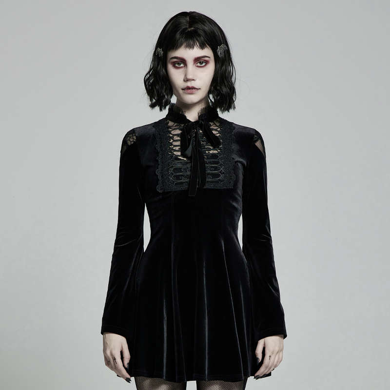 Velvet Long Sleeves Mini Dress