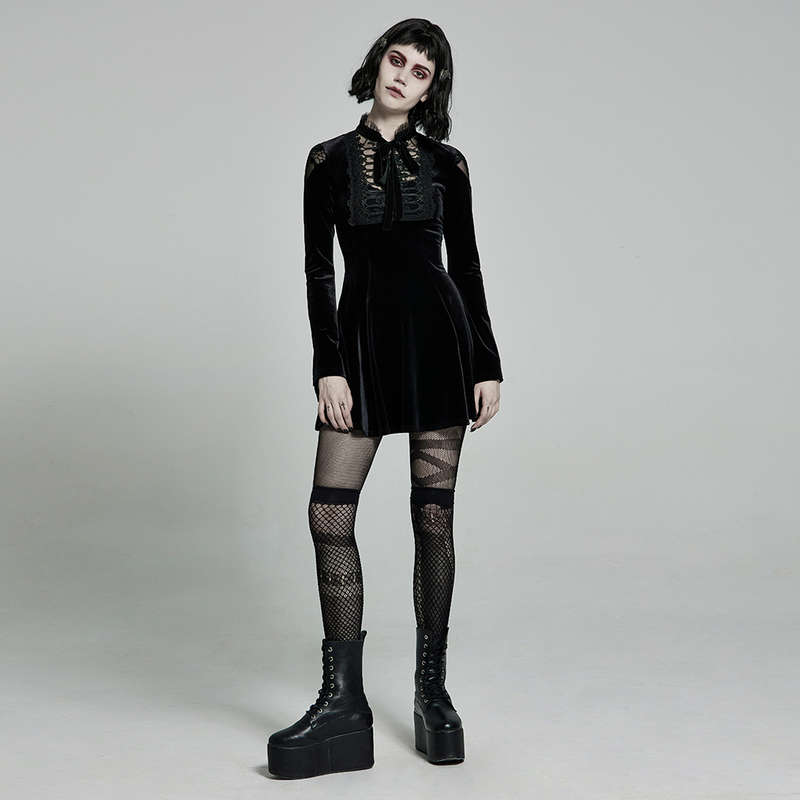 Velvet Long Sleeves Mini Dress