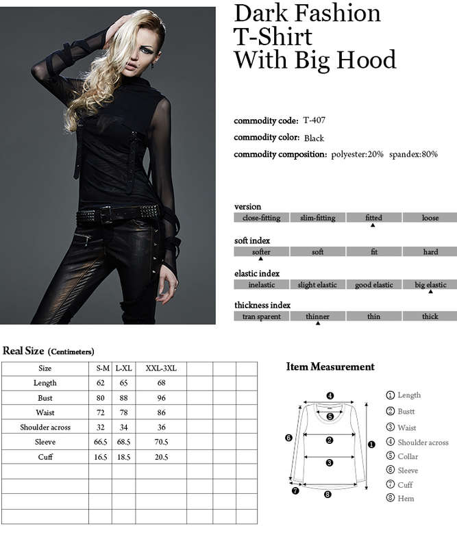 Dark Fashion T-Shirt With Big Hood