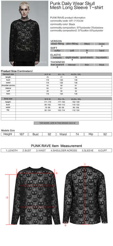 Mesh Long Sleeve Punk T-shirt