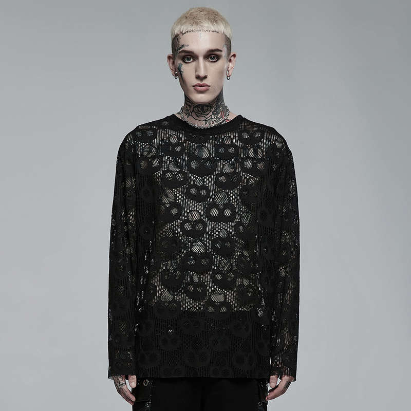 Mesh Long Sleeve Punk T-shirt