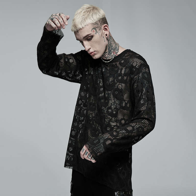 Mesh Long Sleeve Punk T-shirt