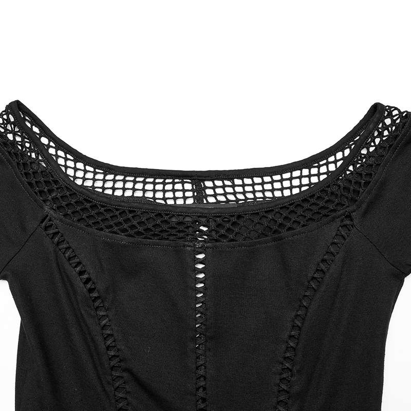 Off-Shoulder Mesh Perspective Dress - XS-S