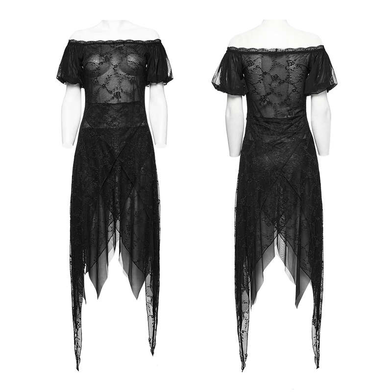 Elegant Puff Sleeves Goth Lace Dress