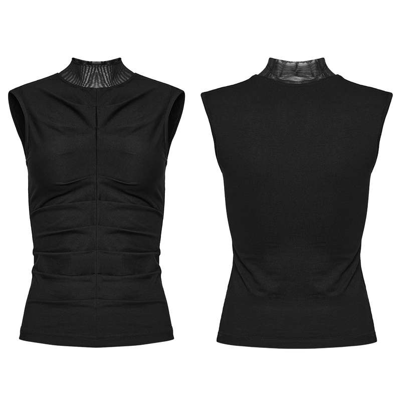 Knitted Mesh Neckline T-Shirt