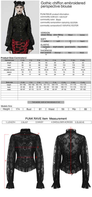 Chiffon Embroidered Perspective Black Blouse