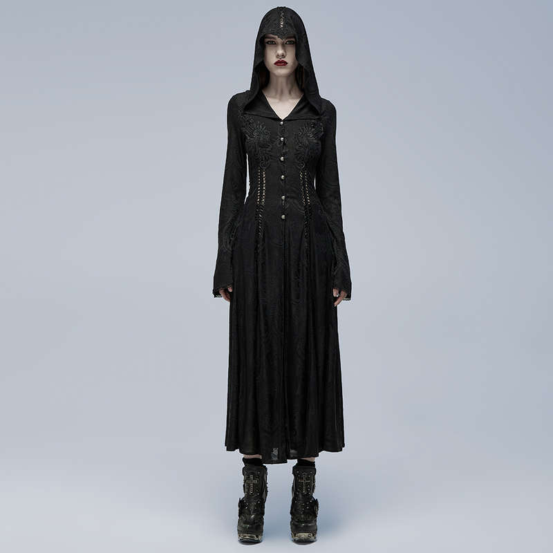 Lace Embroidered Hooded Coat