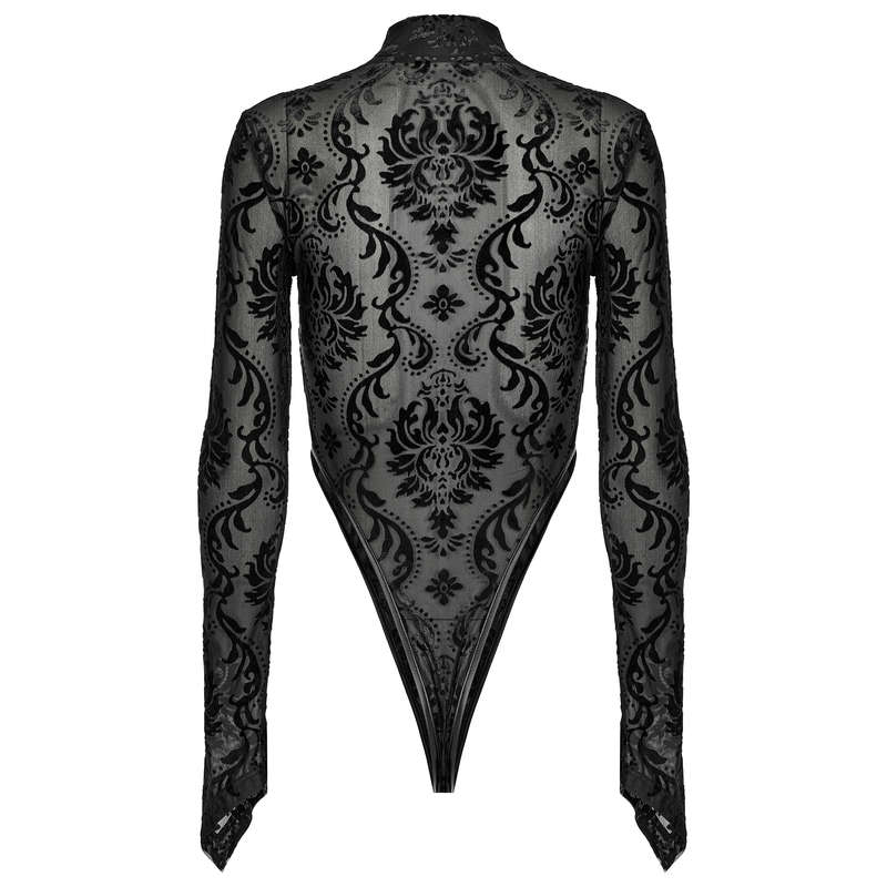 Flocking Gauze See-Through Multi-Segmented Bodysuit