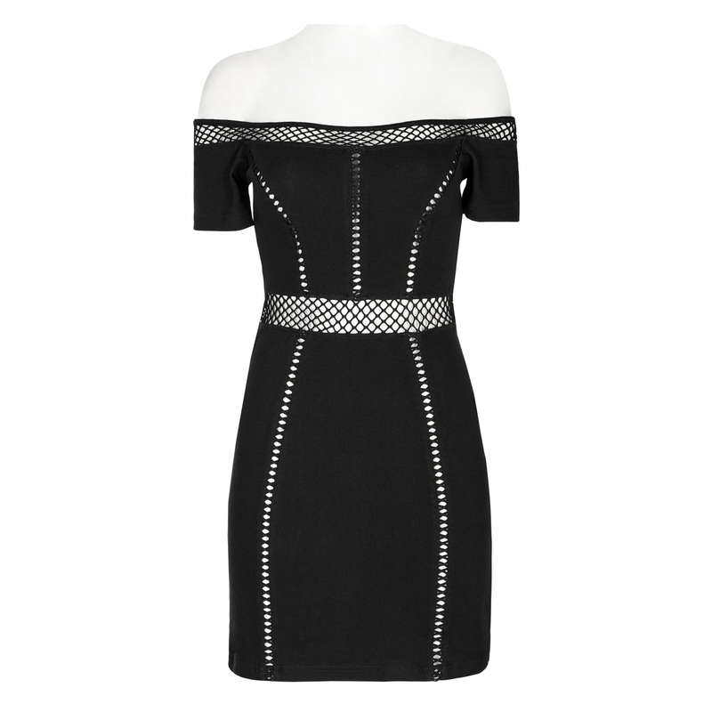 Off-Shoulder Mesh Perspective Dress - XS-S