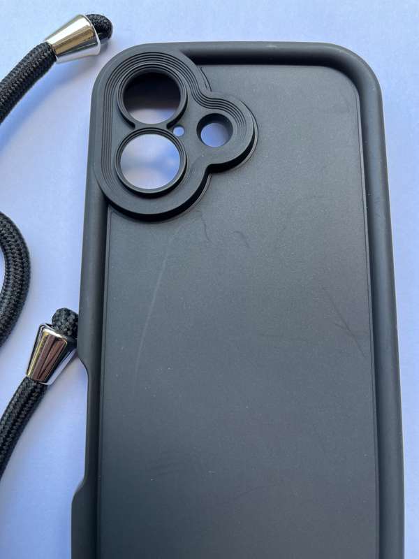 Crossbody Silicon Case Cover For iPhone 16 - Matte Black
