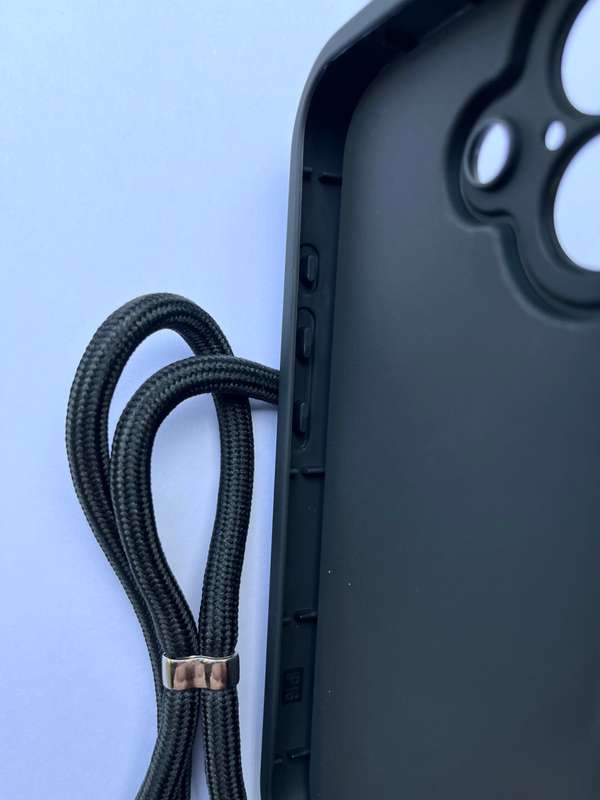 Crossbody Silicon Case Cover For iPhone 16 - Matte Black
