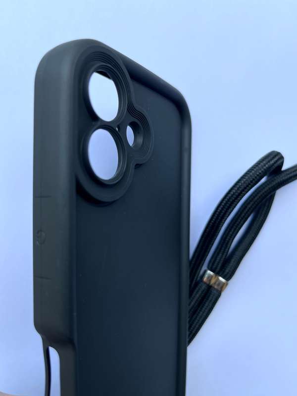 Crossbody Silicon Case Cover For iPhone 16 - Matte Black