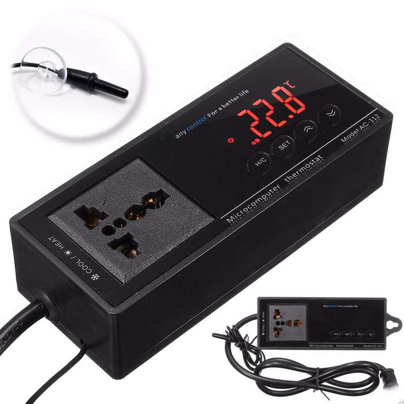 220V Digital Thermostat Temperature Controller Socket for Reptile Aquarium Tank